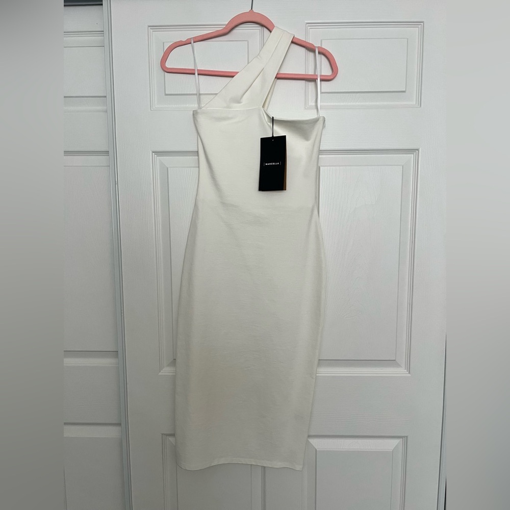White One-Shoulder Sheath Dress!